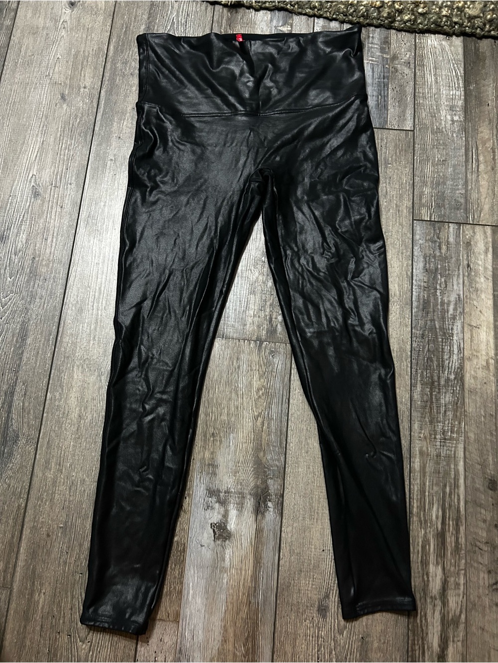 SPANX metallic shiny Black Faux Leather High-Waist Jeggings plus size 1x